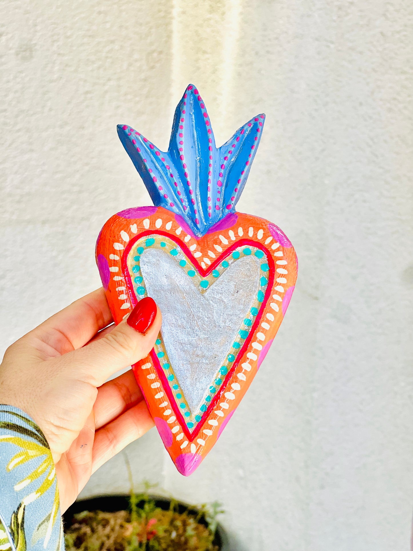 Corazón Llama Naranja para colgar