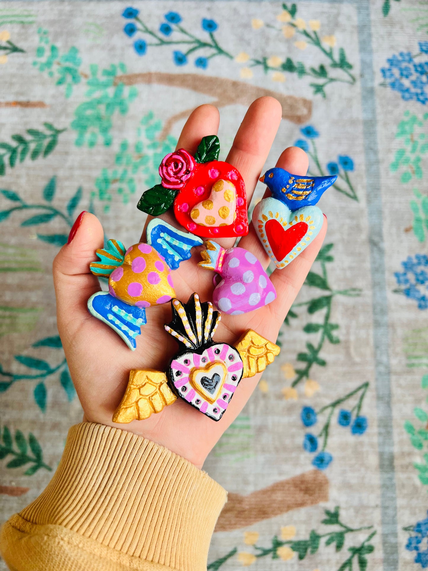 5 Mini Corazones para colgar V
