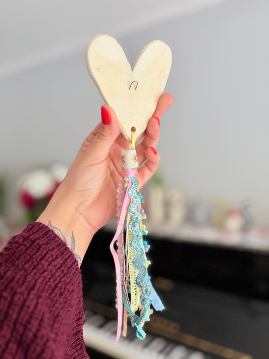 Corazón para colgar de cerámica mint