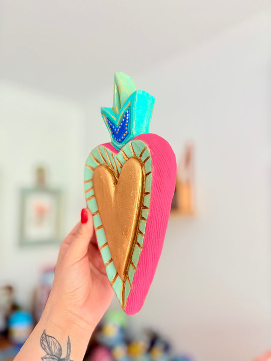 Corazón Fucsial XL para colgar