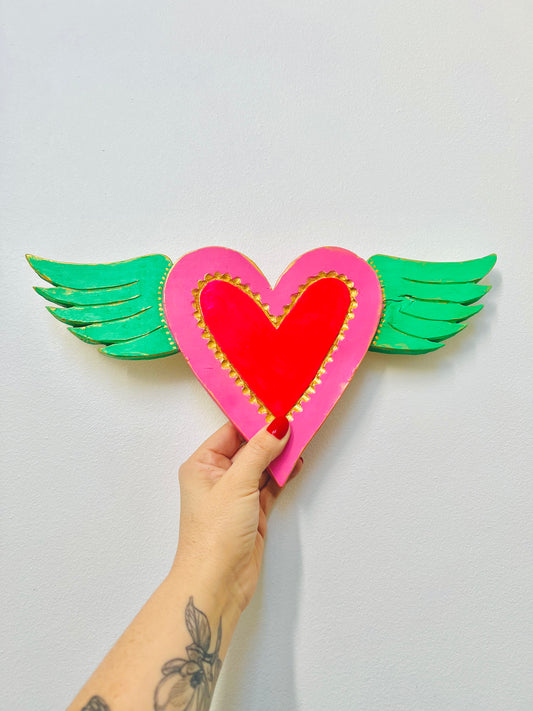 Corazón Rosa & Alas para colgar