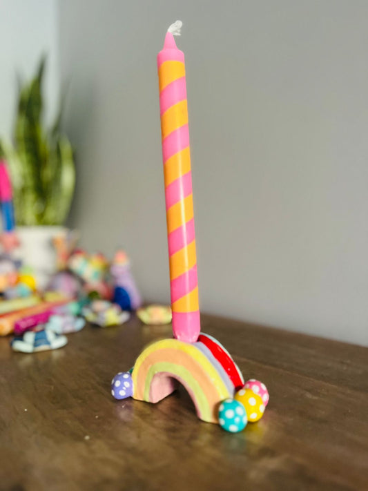 Candelabro Rainbow & Vela Pink Twist