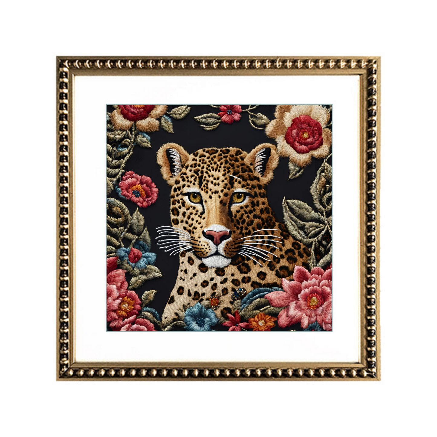 Cuadro Leopardo en Selva Bordado V