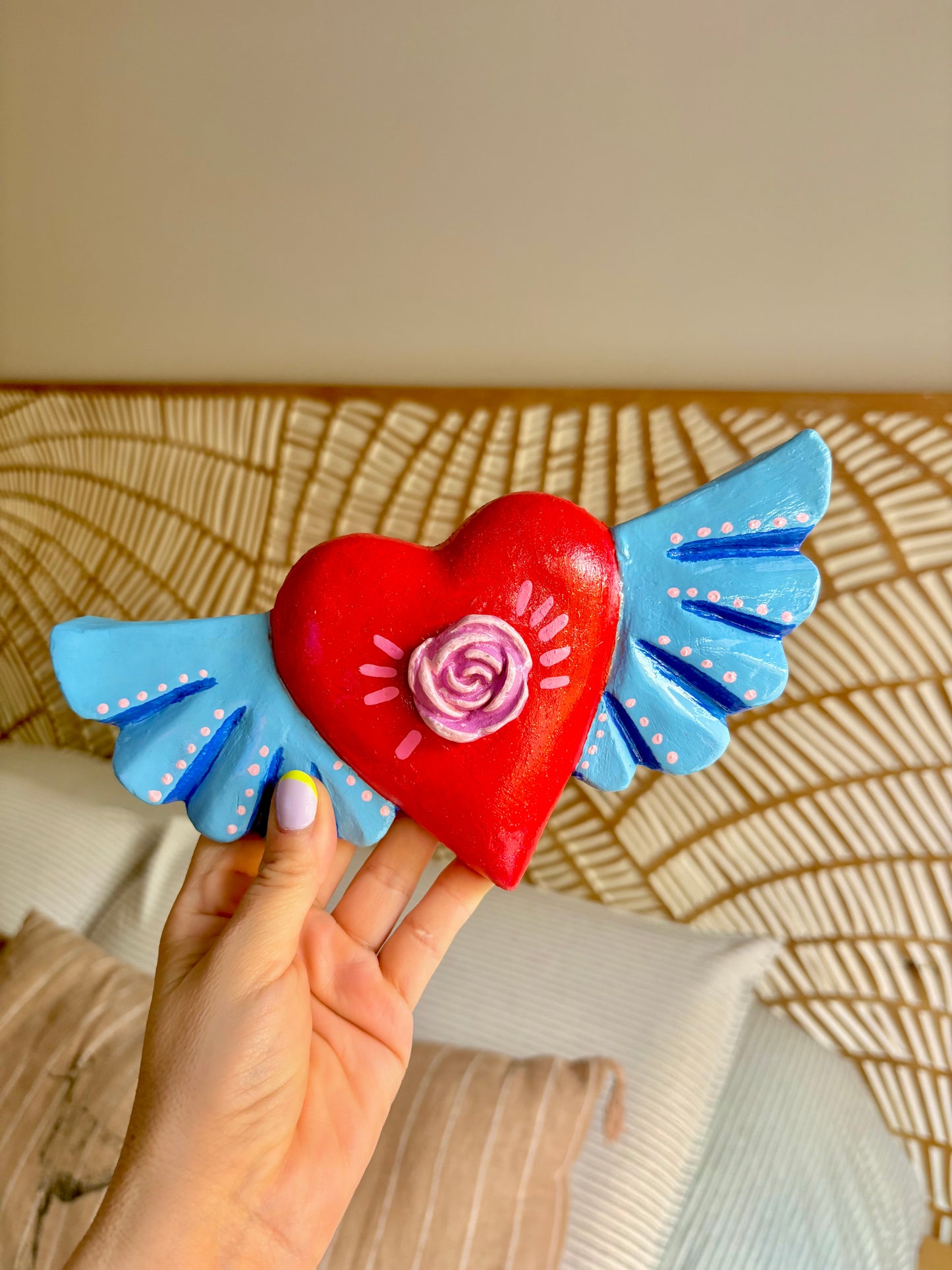 Corazón Rosa & Alas para colgar