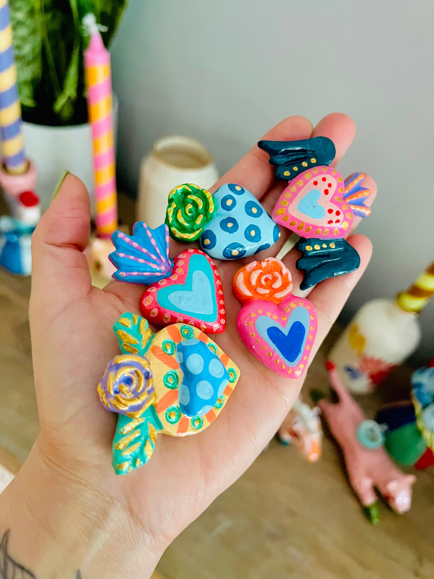 5 Mini Corazones para colgar IX