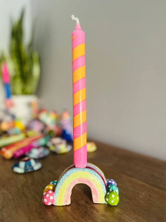Candelabro Rainbow & Vela Pink Twist