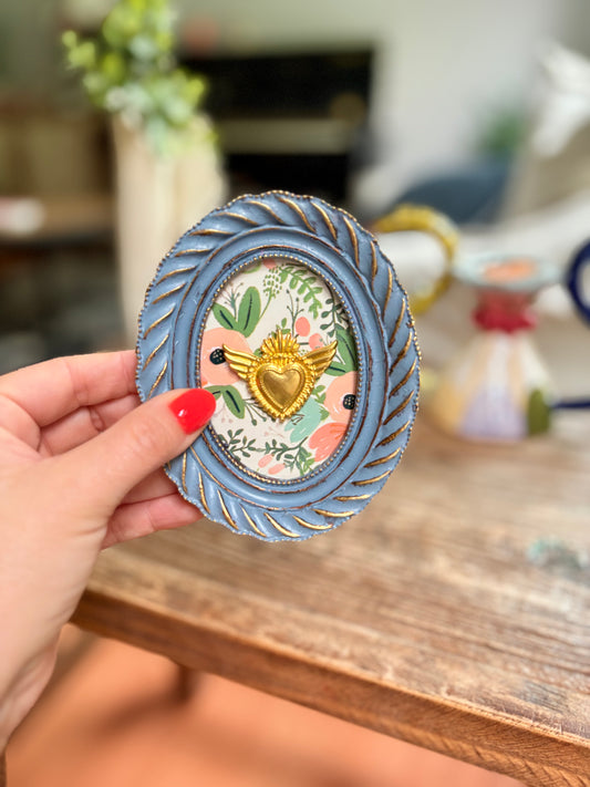 Cuadrito Corazón Gris Azulado