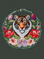 Cuadro Bordado Tigre en flores III