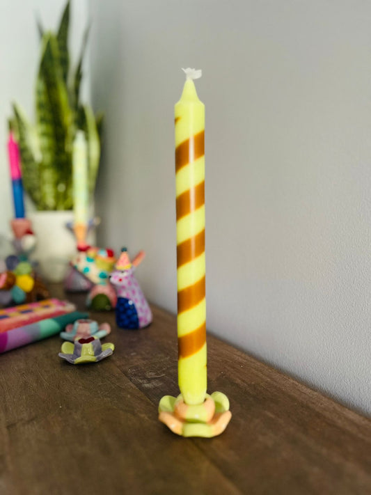Candelabro Flor & Vela Brown Twist