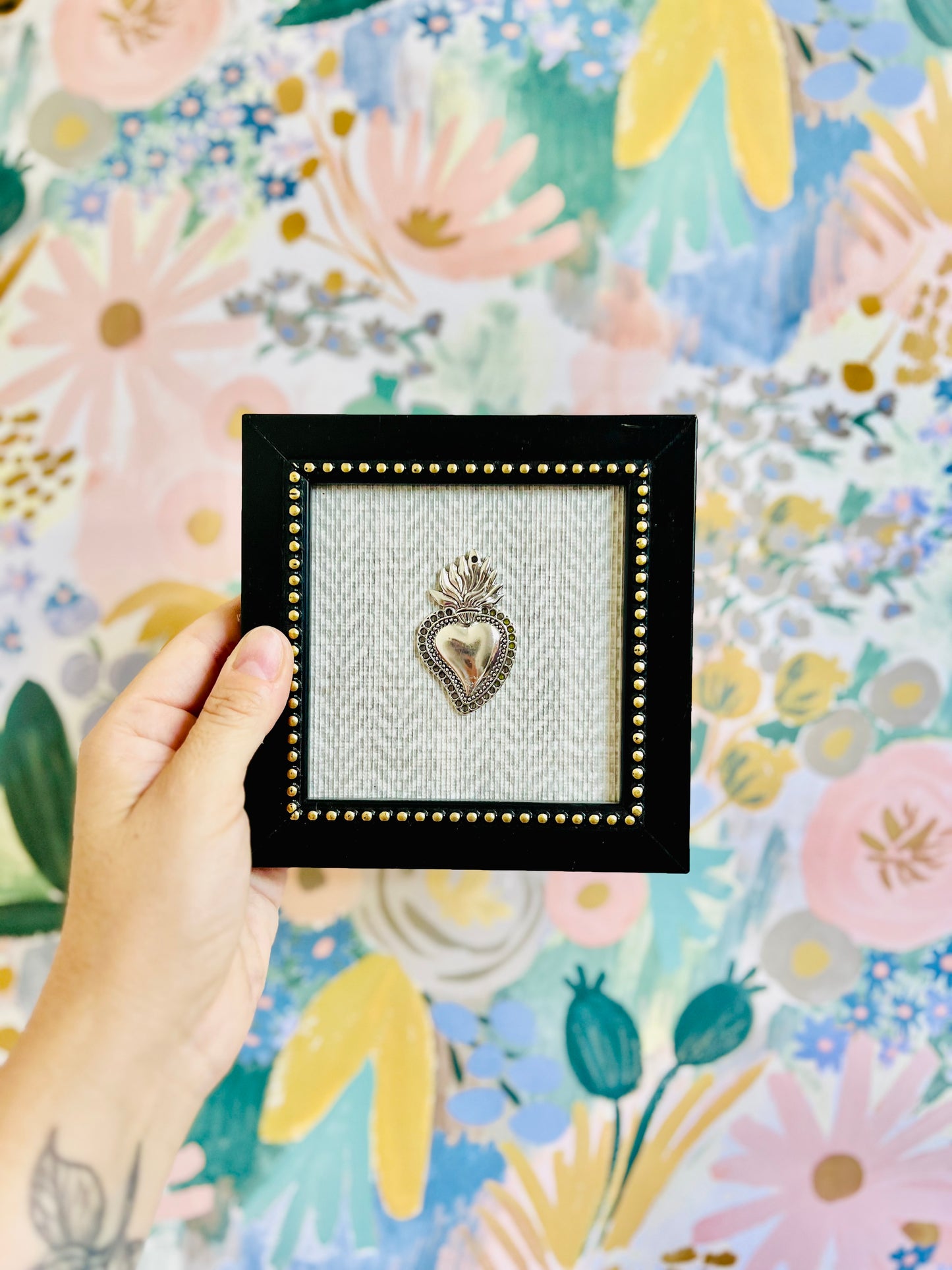 Cuadrito Mini Sagrado Corazón Seda