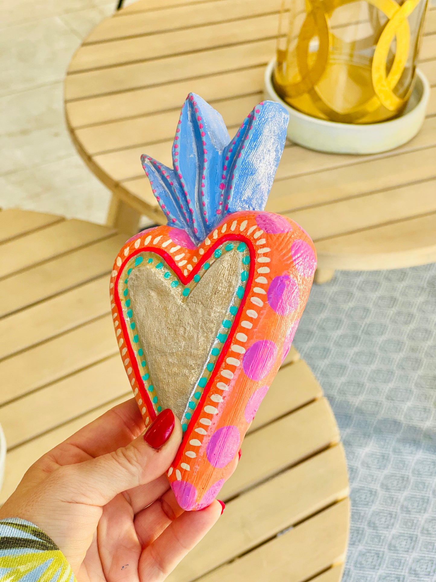 Corazón Llama Naranja para colgar