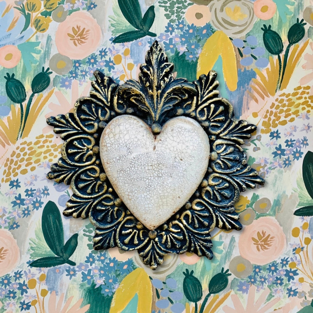 Corazón Rococó Craquelado para colgar