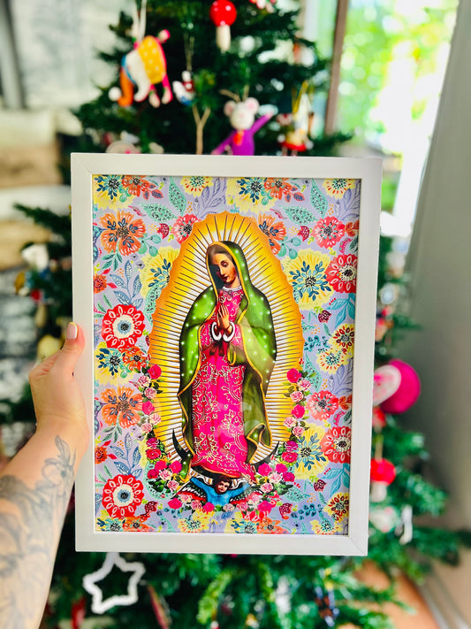 Cuadro Virgen Guadalupe Flores