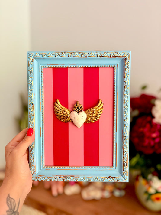Cuadrito Corazón Rayas