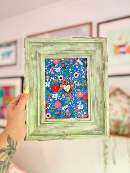 Cuadrito Corazón & Alas Flores