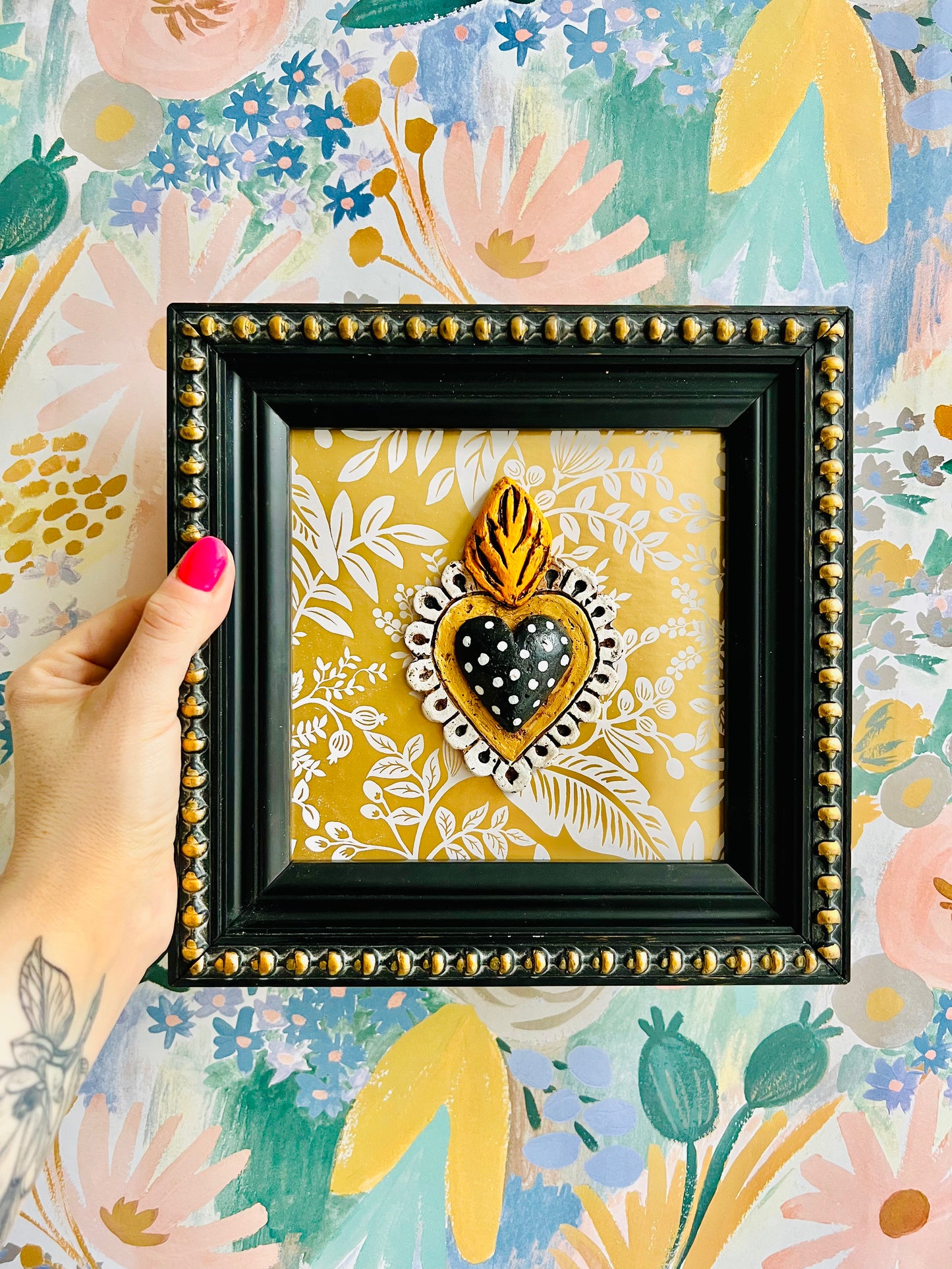 Cuadrito Gold Flowers