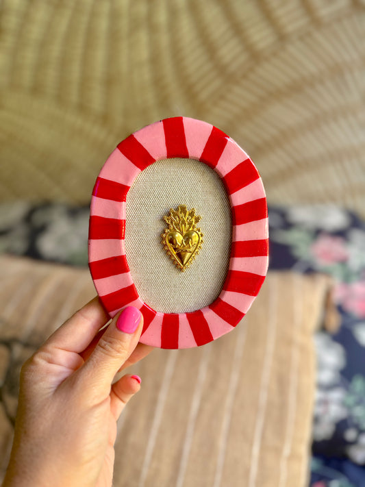 Cuadrito Corazón Cerámica Rayas