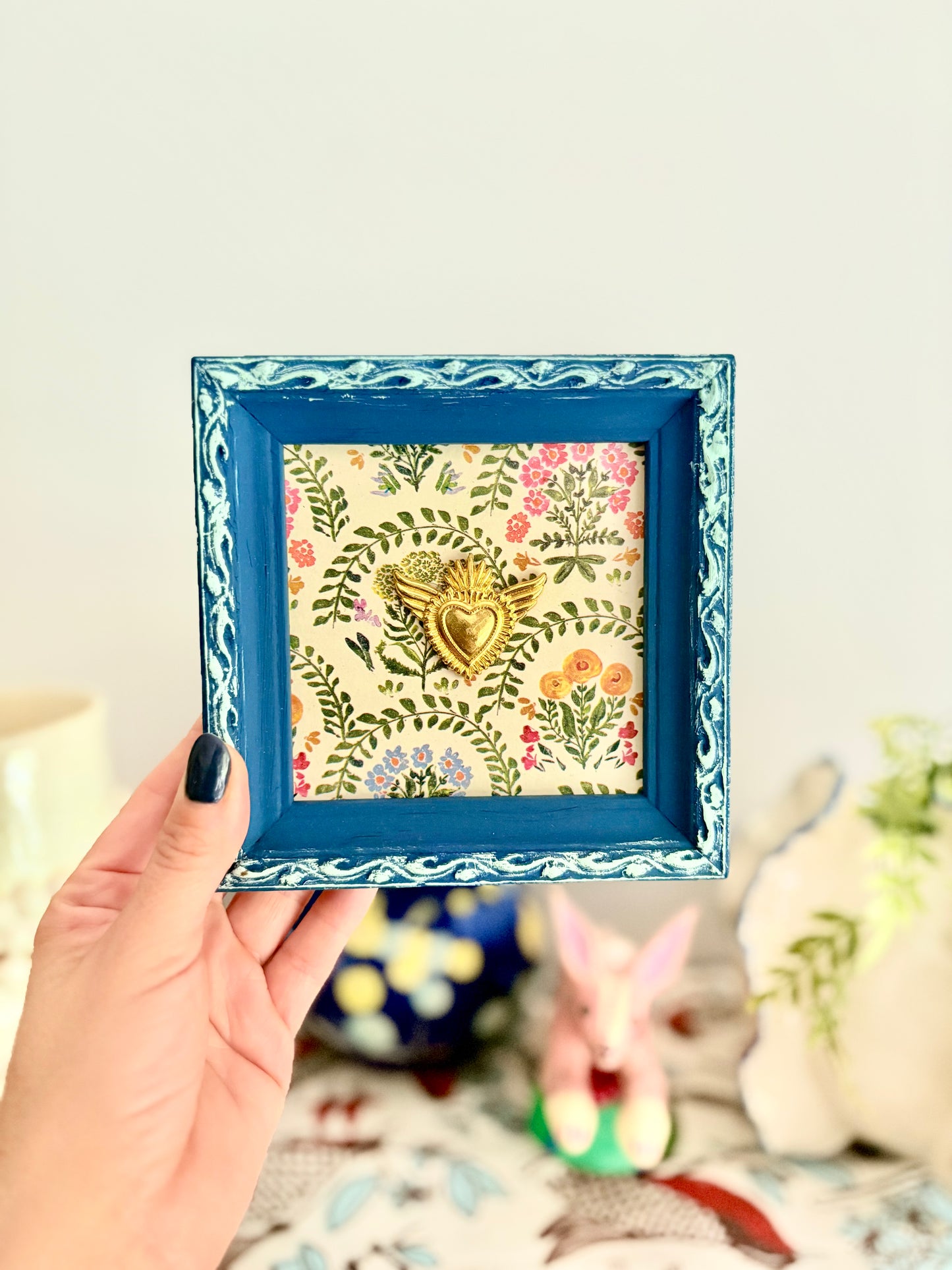 Cuadrito Corazón en Jardín Blu