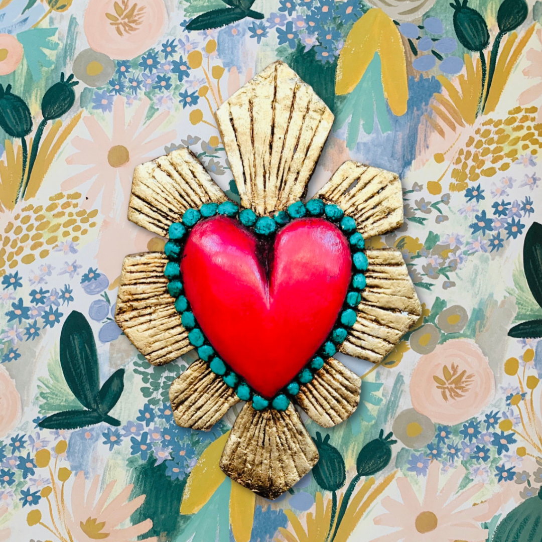 Corazón Rojo Rayos para colgar