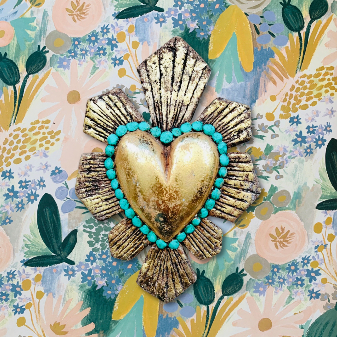 Corazón Dorado Rayos para colgar