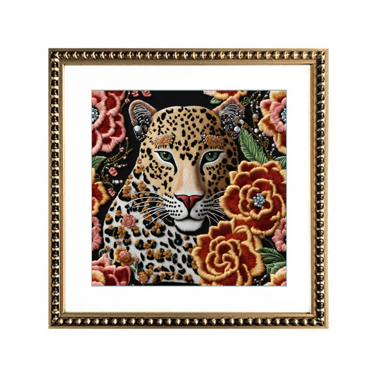Cuadro Leopardo en Selva Bordado