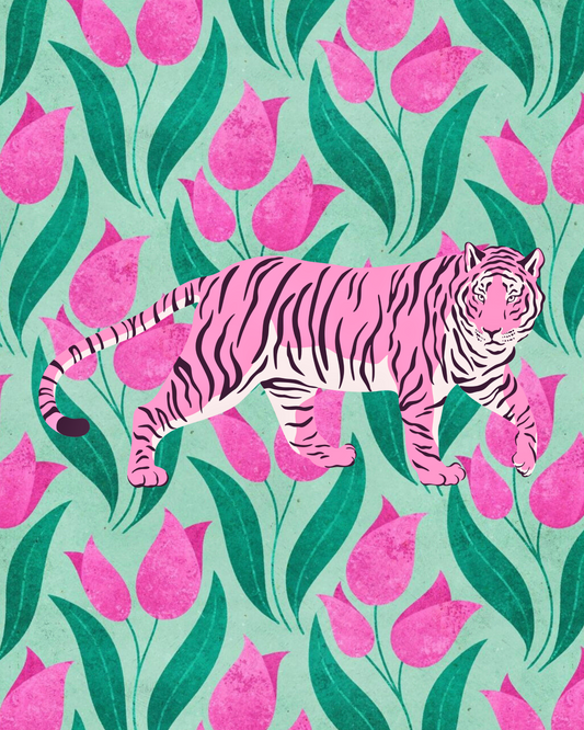 Cuadro Tigre de Tulipanes