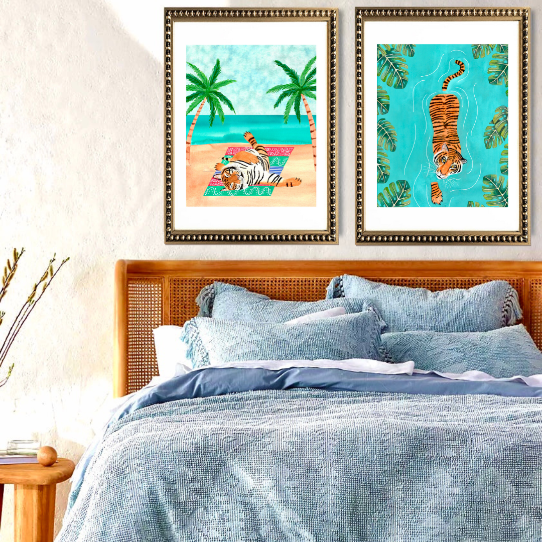 Pack 2 Cuadros Beach Tiger