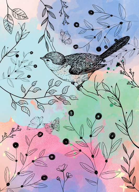 Cuadro Pájaros de Nube Azul