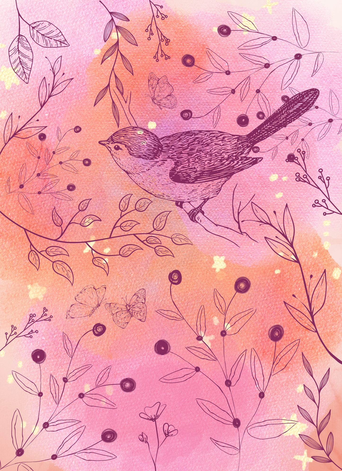 Cuadro Pájaros de Nube Rosa