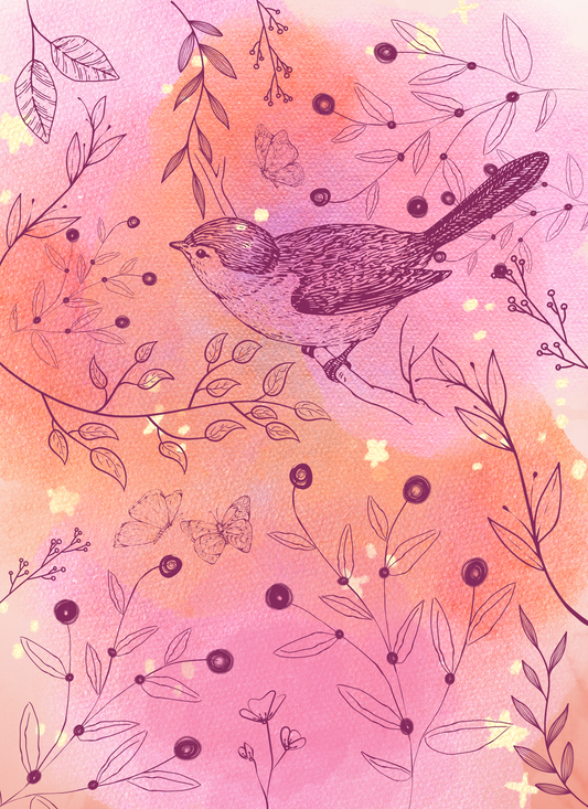 Cuadro Pájaros de Nube Rosa
