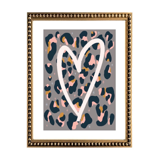 Heart Animal Print Gris Niebla