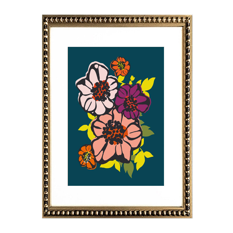 Cuadro de Flores en Azules