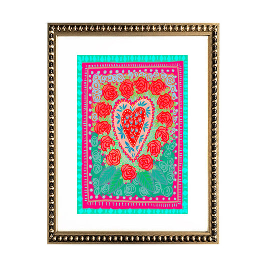 Cuadro Corazón y Flores Fluor