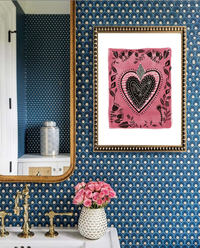 Cuadro Corazón Rosa