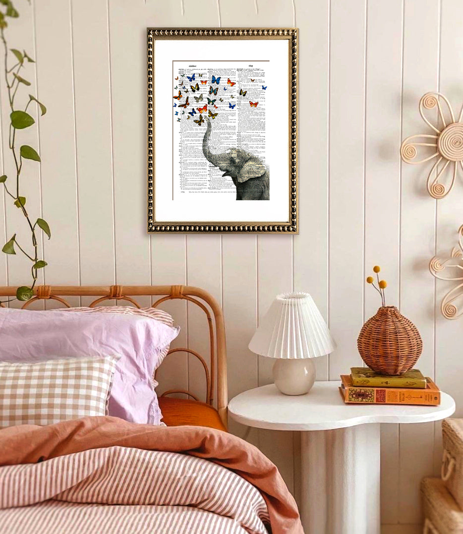 Cuadro Elefante con Mariposas