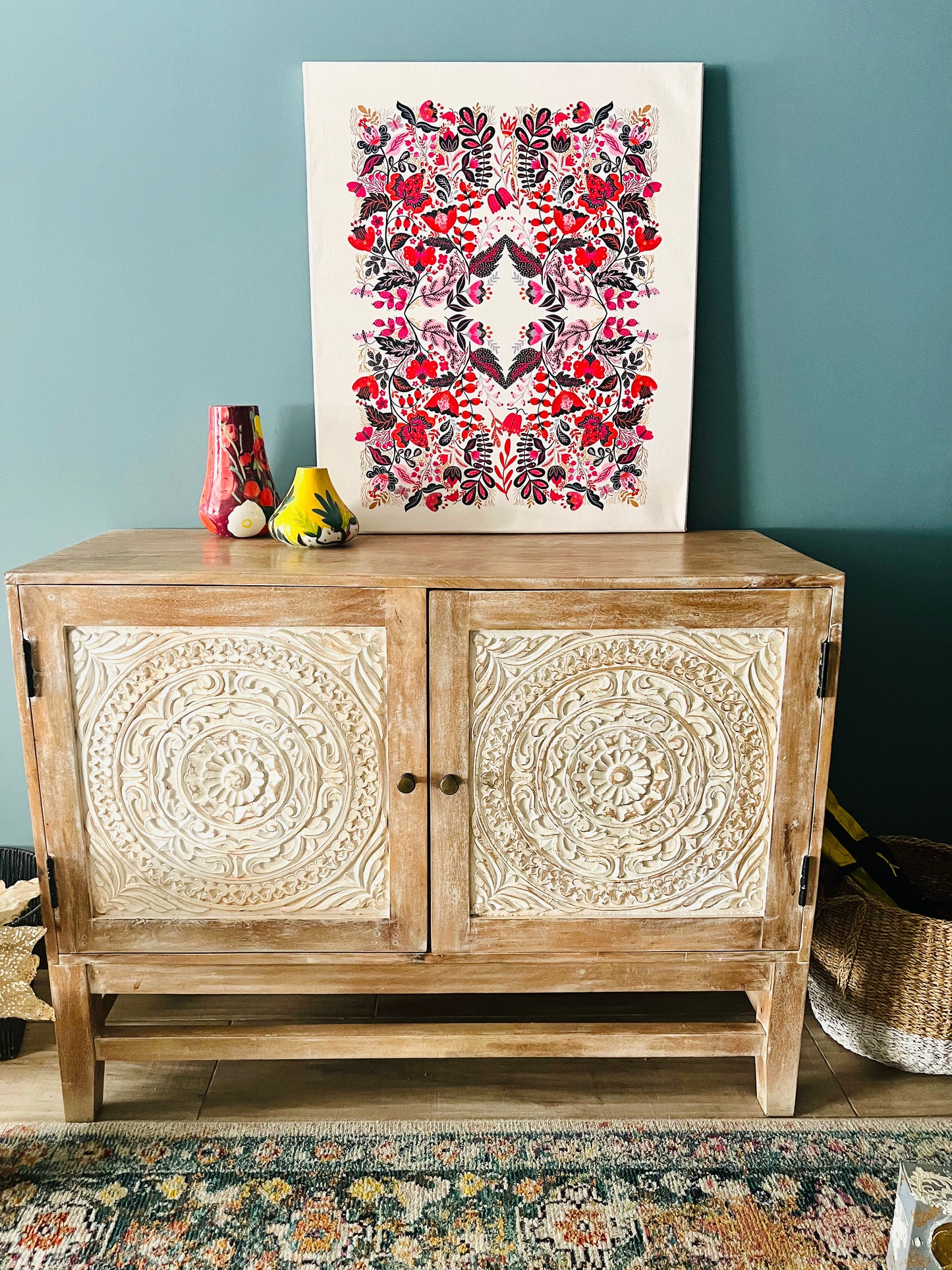 Cuadro Flores Folk Canvas