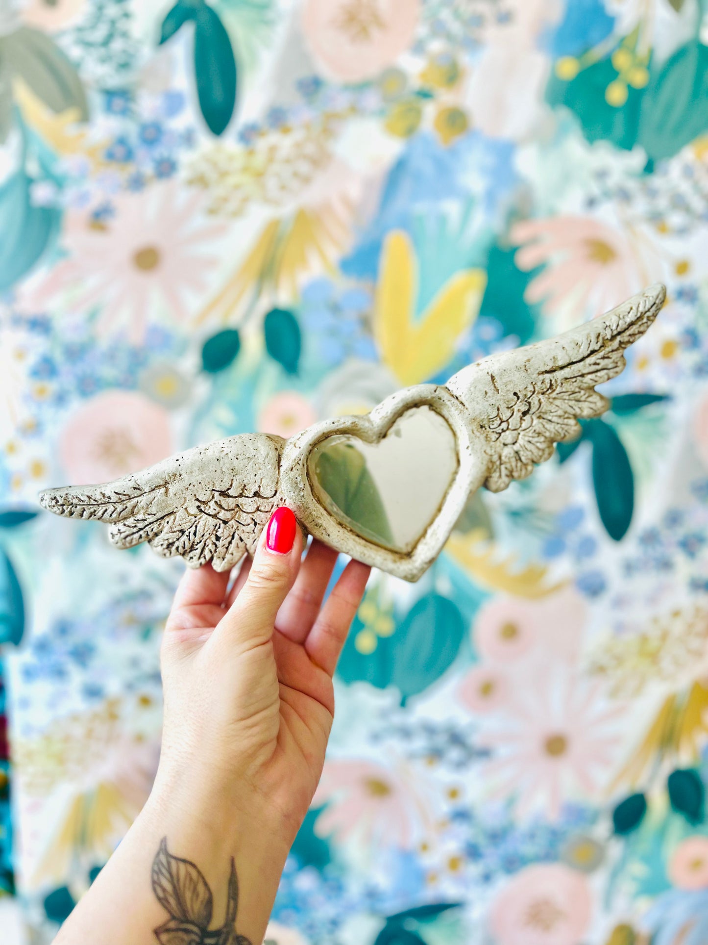 Corazón Blanco Espejo para colgar