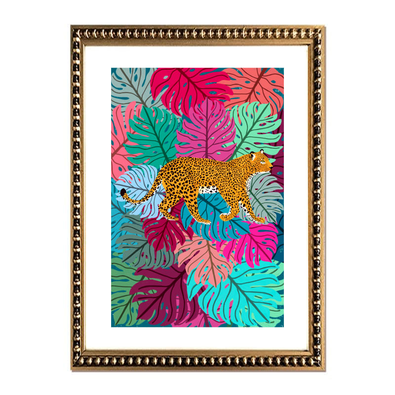 Cuadro Leopardo en Monsteras