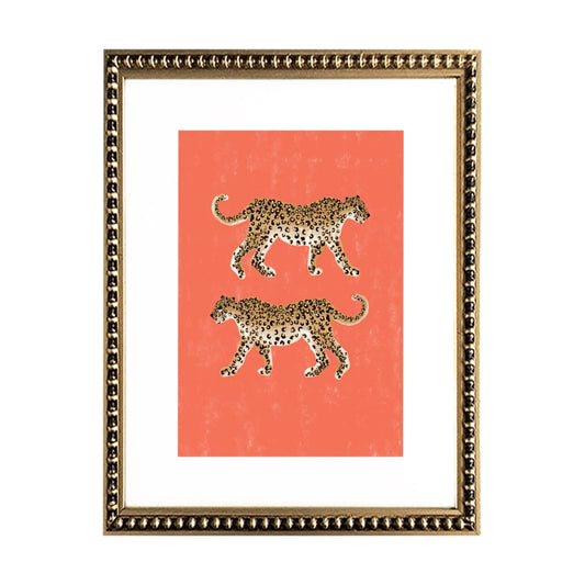 Cuadro Leopardos en Rojo Sandía