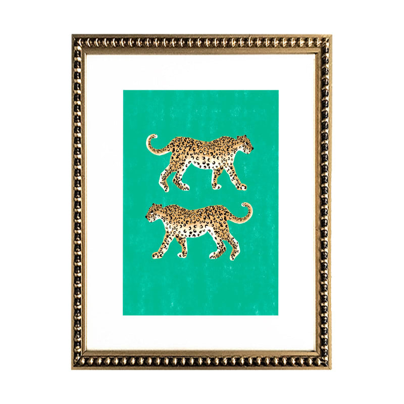 Cuadro Leopardos en Turquesa