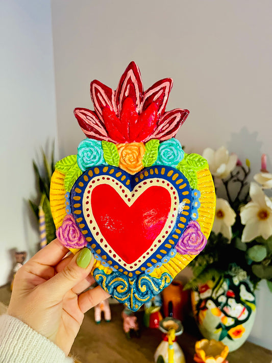 Corazón Llamas Multicolor para colgar