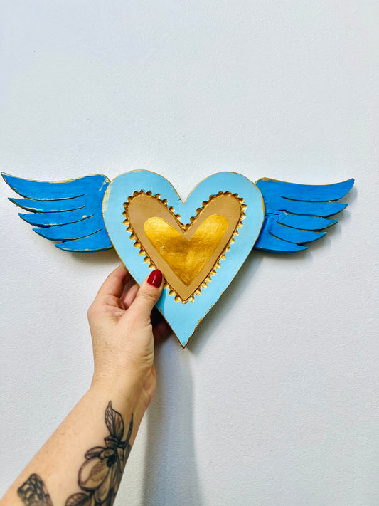 Corazón Blu & Alas para colgar