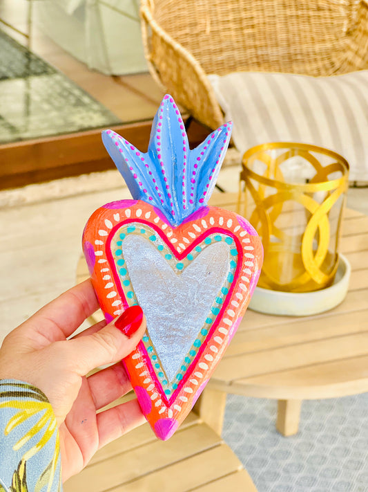 Corazón Llama Naranja para colgar