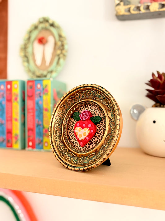 Cuadrito Corazón Rosa Gold