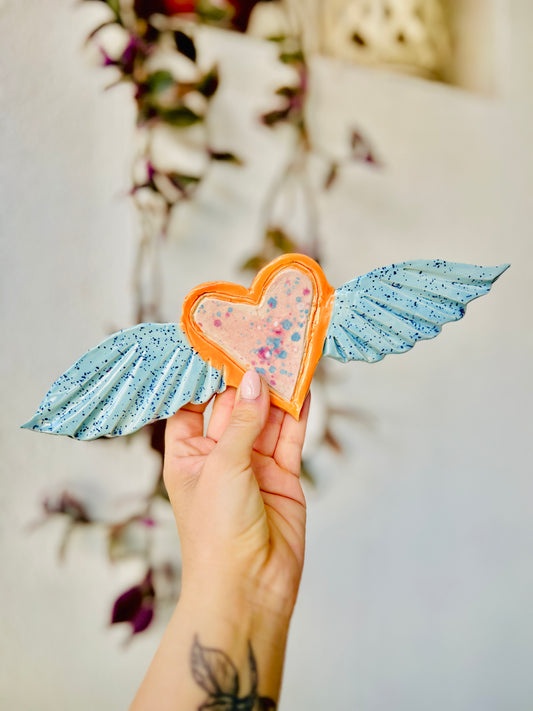 Corazón Alas Cerámica Gres