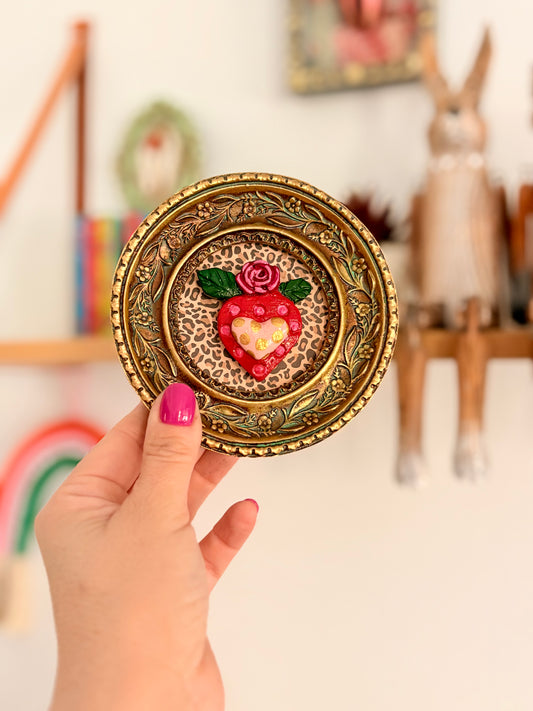 Cuadrito Corazón Rosa Gold