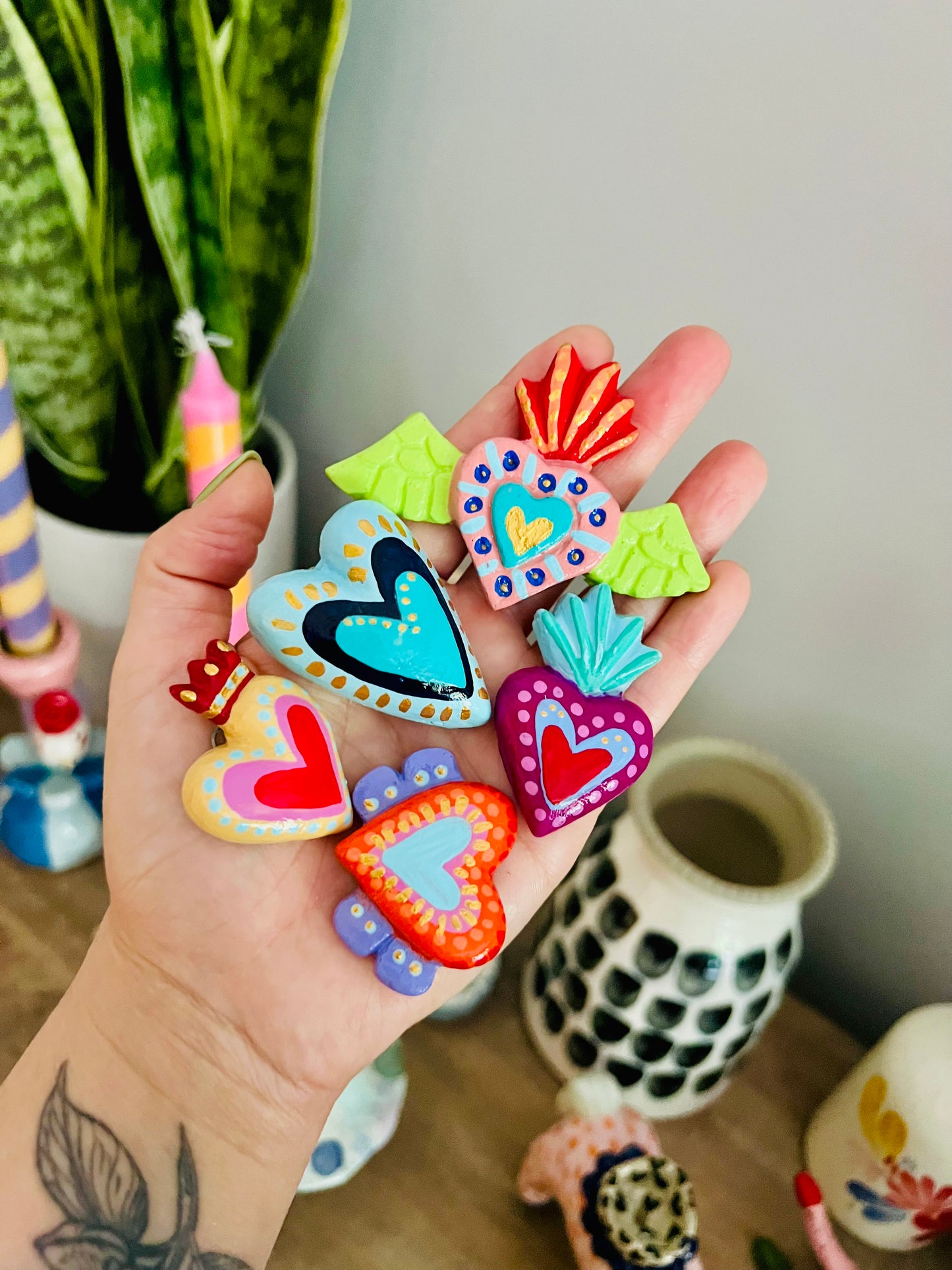 5 Mini Corazones para colgar VIII