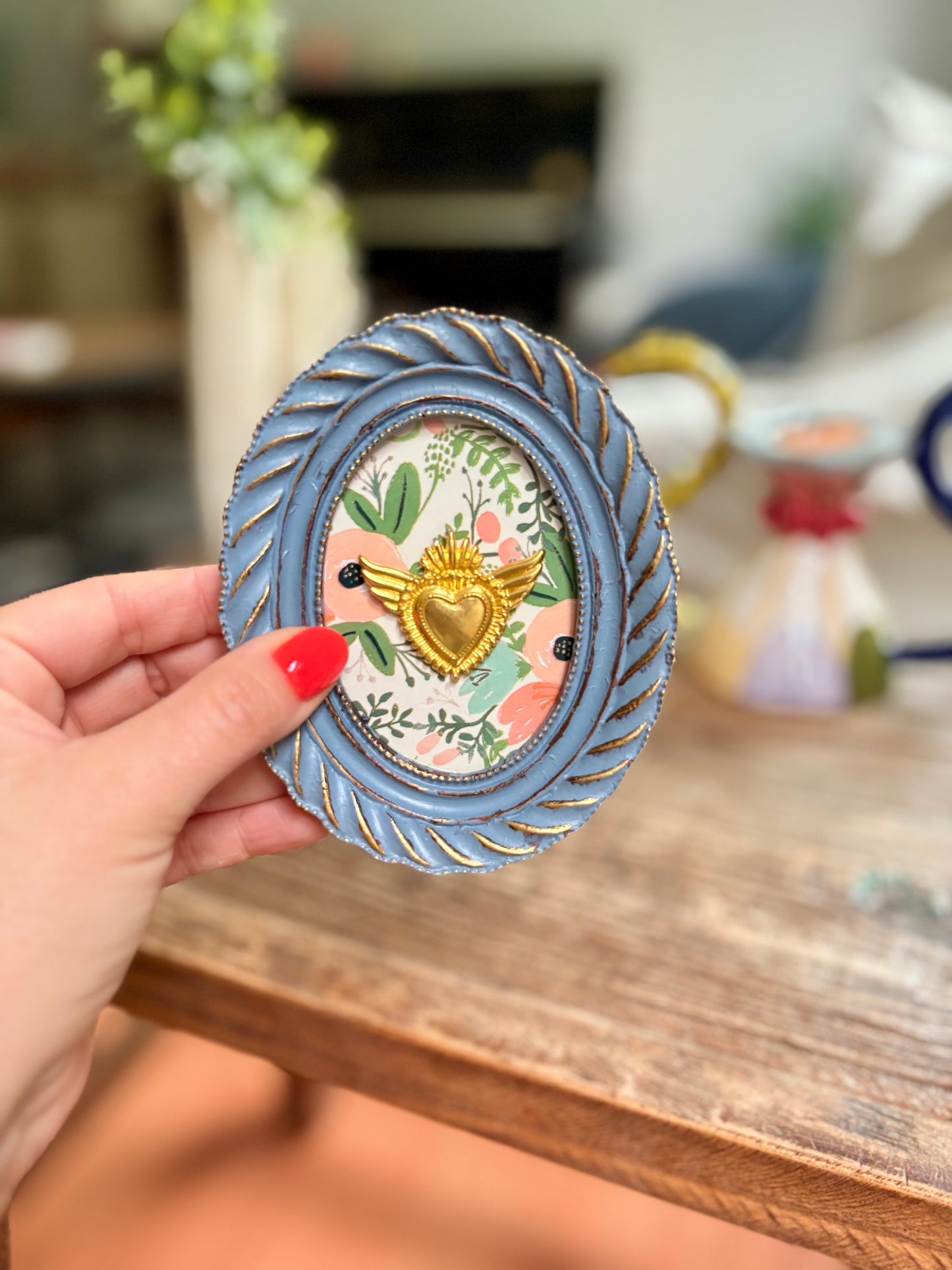 Cuadrito Corazón Gris Azulado
