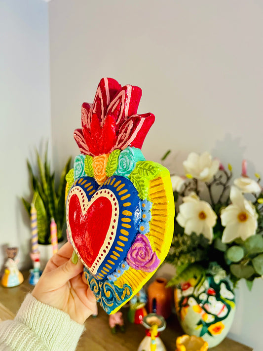 Corazón Llamas Multicolor para colgar