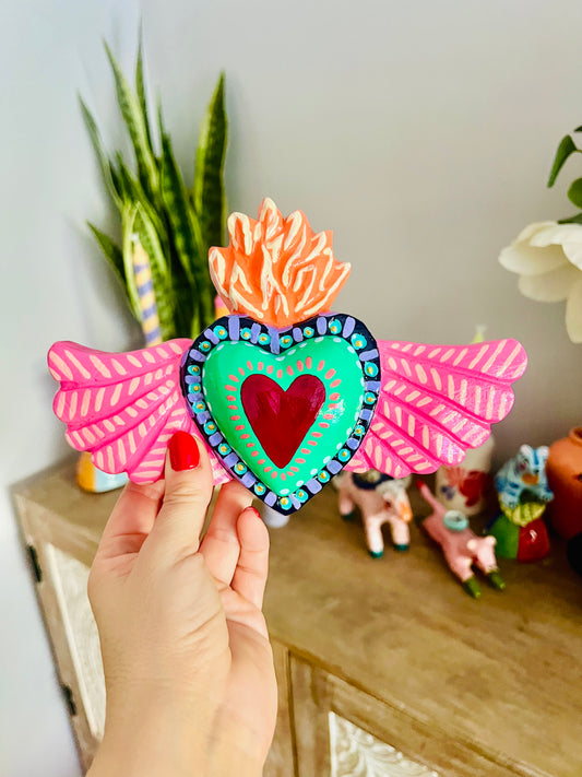 Corazón Llama & Alas para colgar